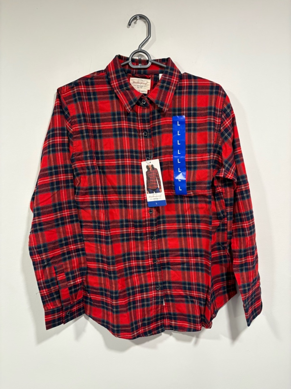 Weatherproof Red and Black Plaid Button-Down Shirt